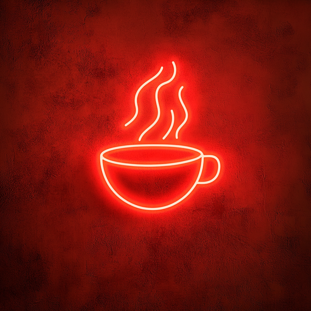Steaming Soup Bowl - Red Neon Sign, 24 Inches