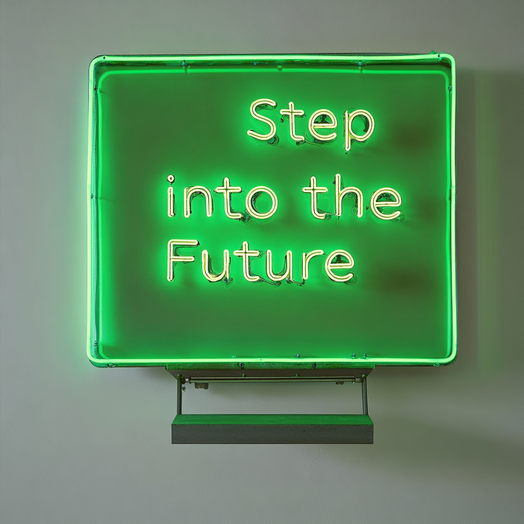 "Step into the Future" - Green Neon Sign, 24 Inches