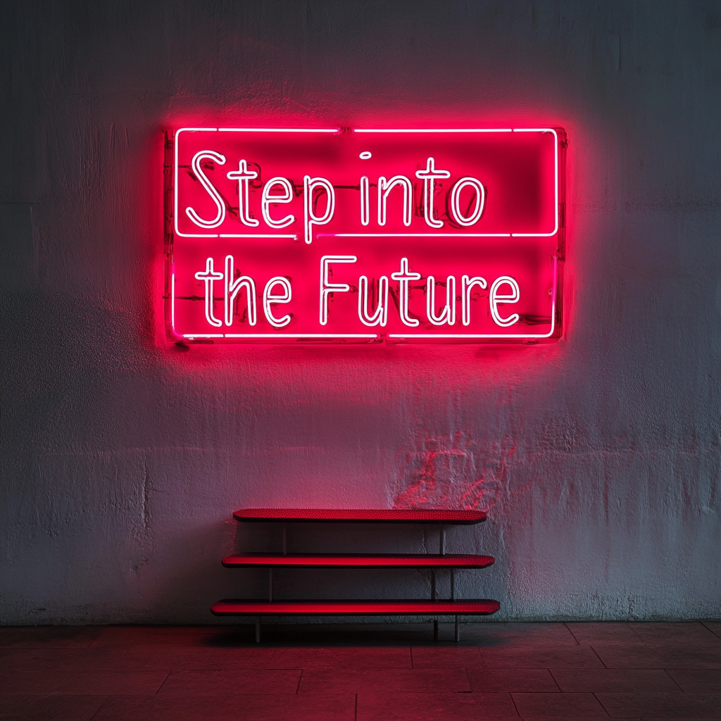 "Step into the Future" - Red Neon Sign, 24 Inches