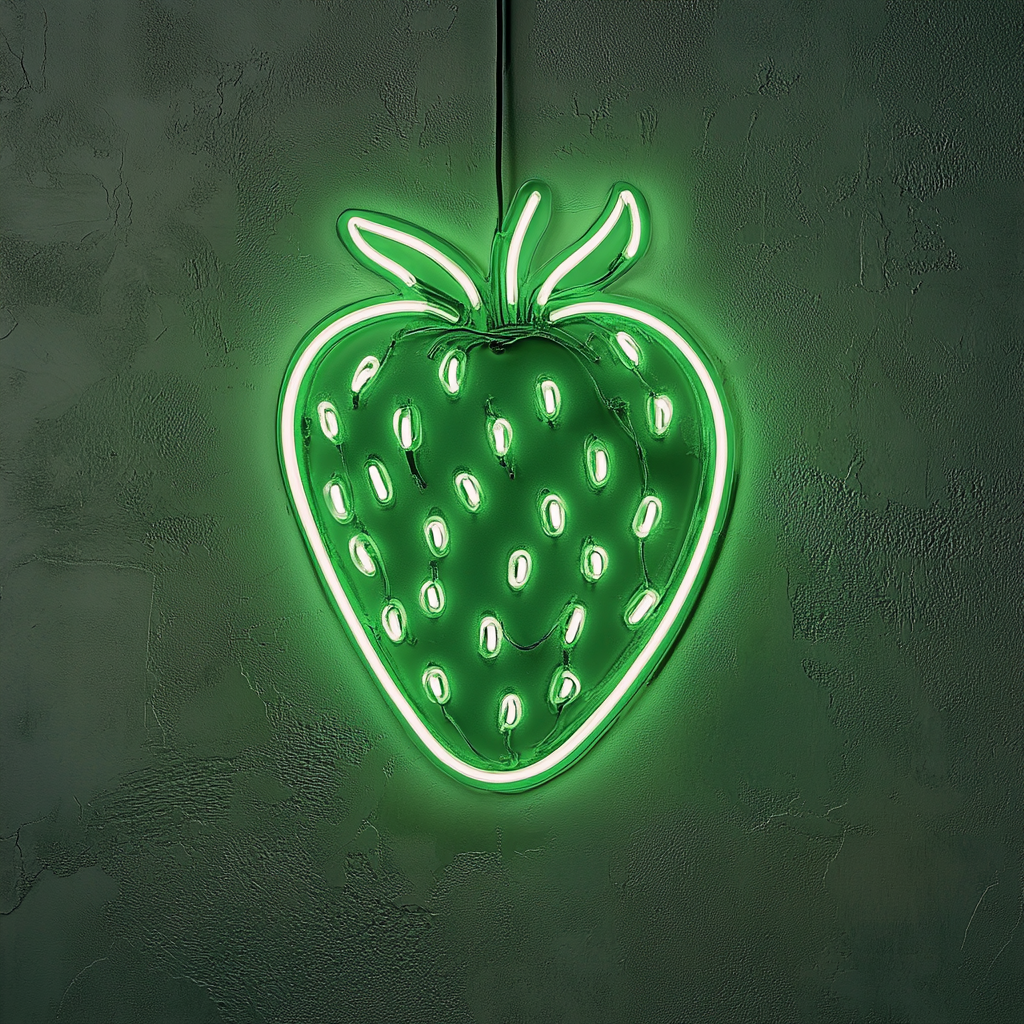 Strawberry - Green Neon Sign, 18 Inches