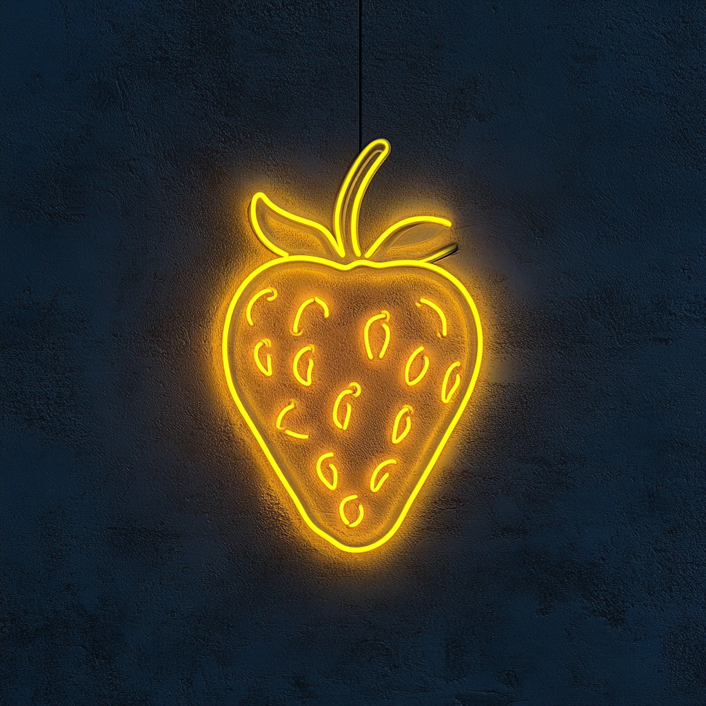 Strawberry - Yellow Neon Sign, 18 Inches