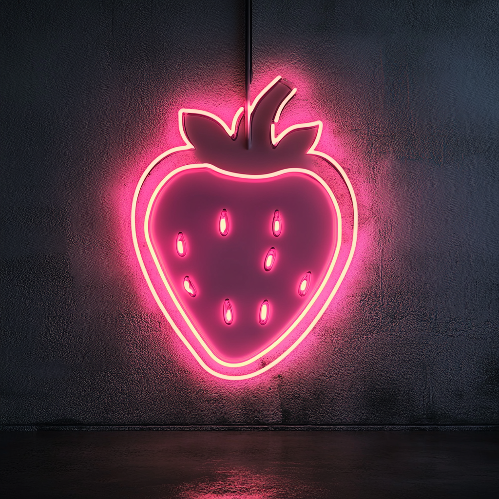 Strawberry with Chocolate Dip - Pink Neon Sign, 24 Inches