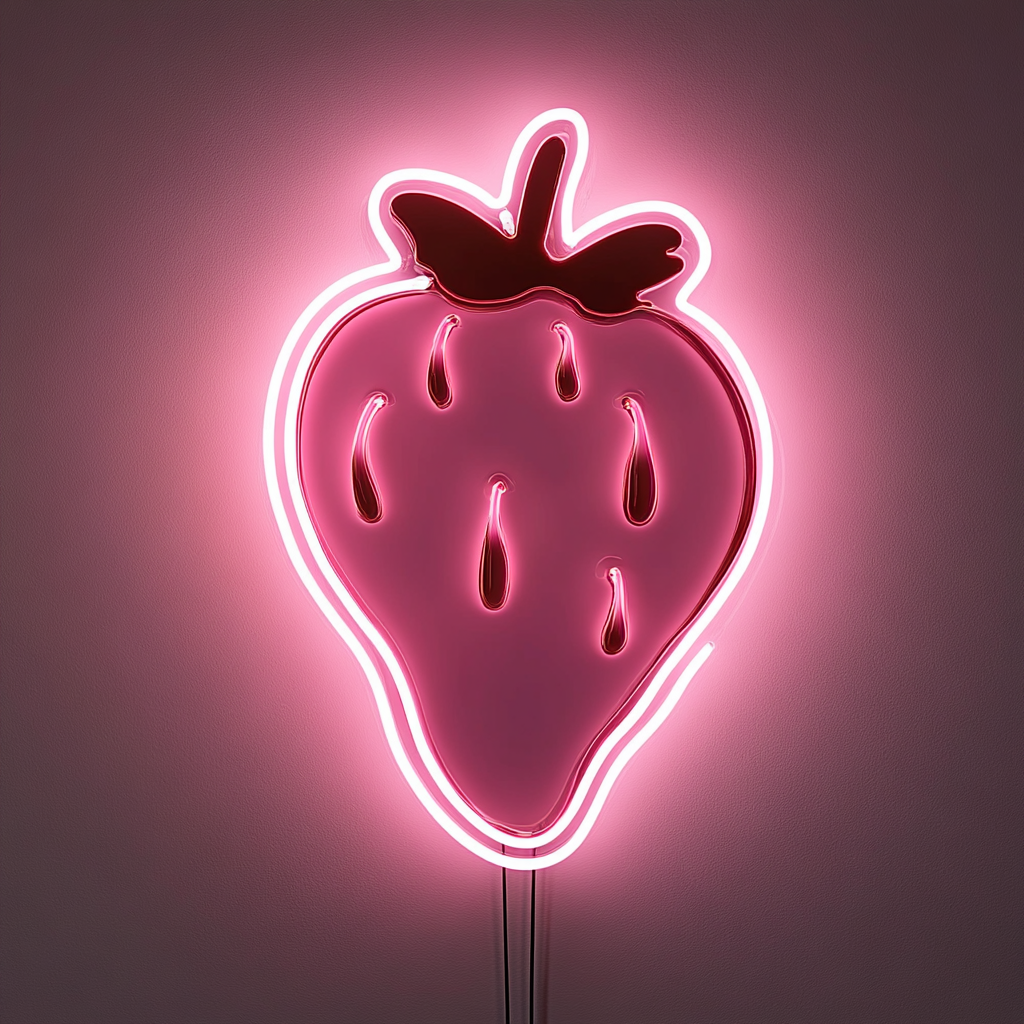 Strawberry with Chocolate Dip - Pink Neon Sign, 18 Inches