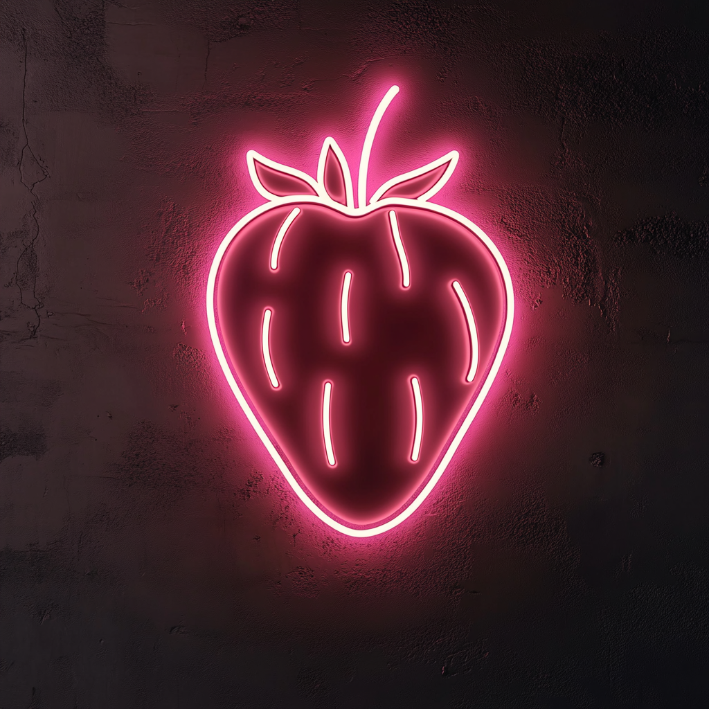 Strawberry with Chocolate Dip - Pink Neon Sign, 18 Inches