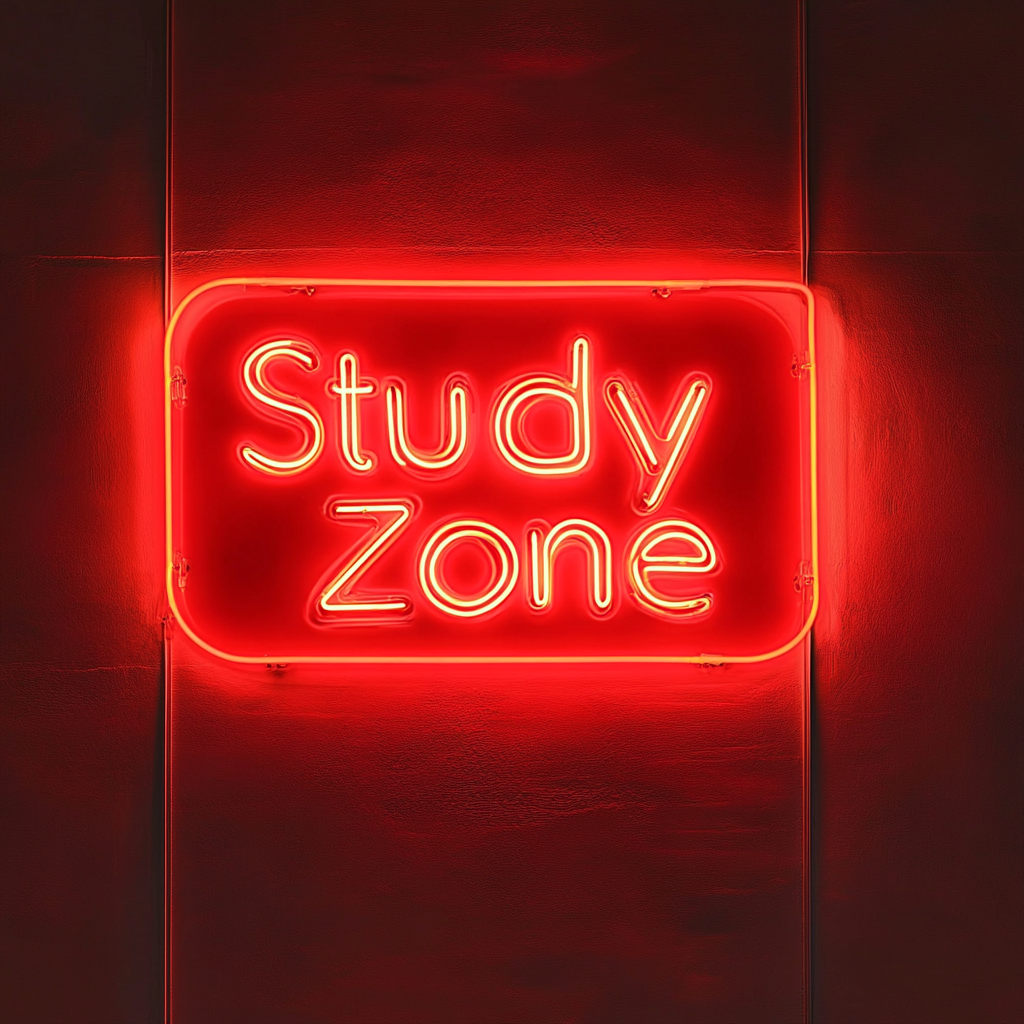 Study Zone - Red Neon Sign, 18 Inches