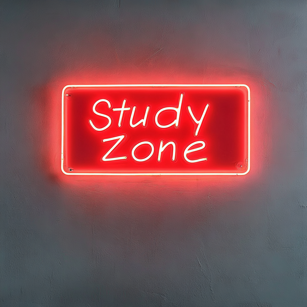 Study Zone - Red Neon Sign, 18 Inches