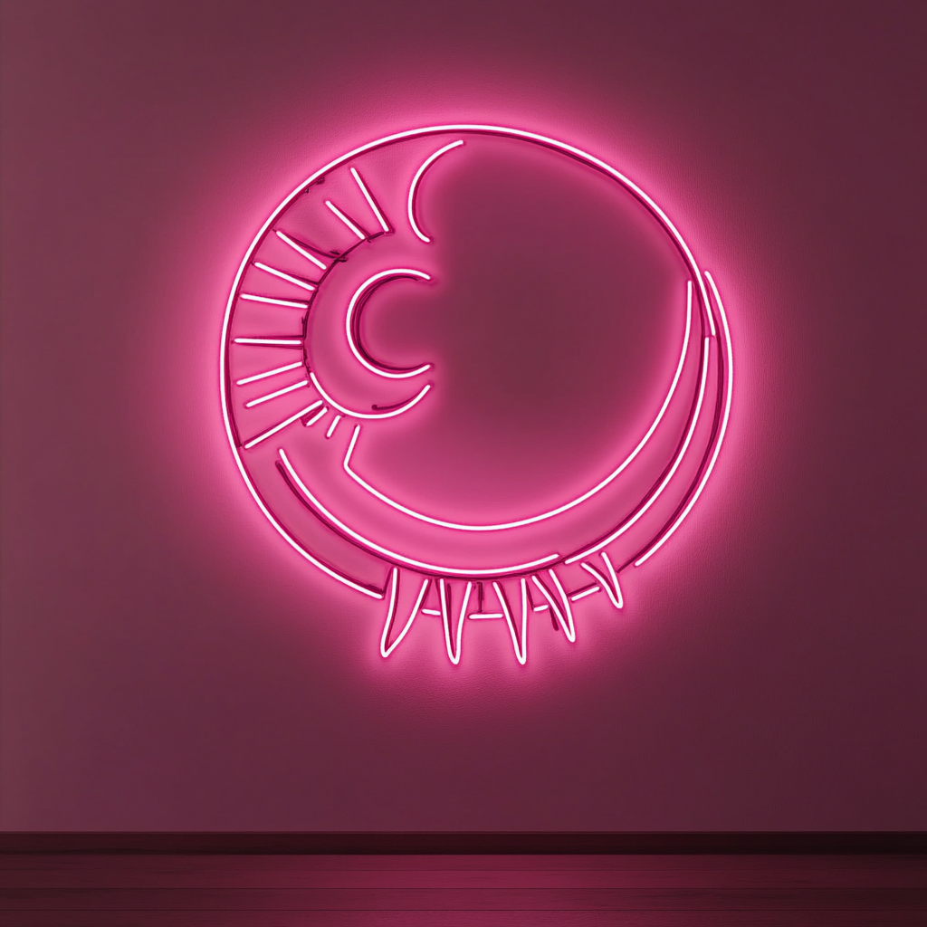 Sun and Moon - Pink Neon Sign, 18 Inches