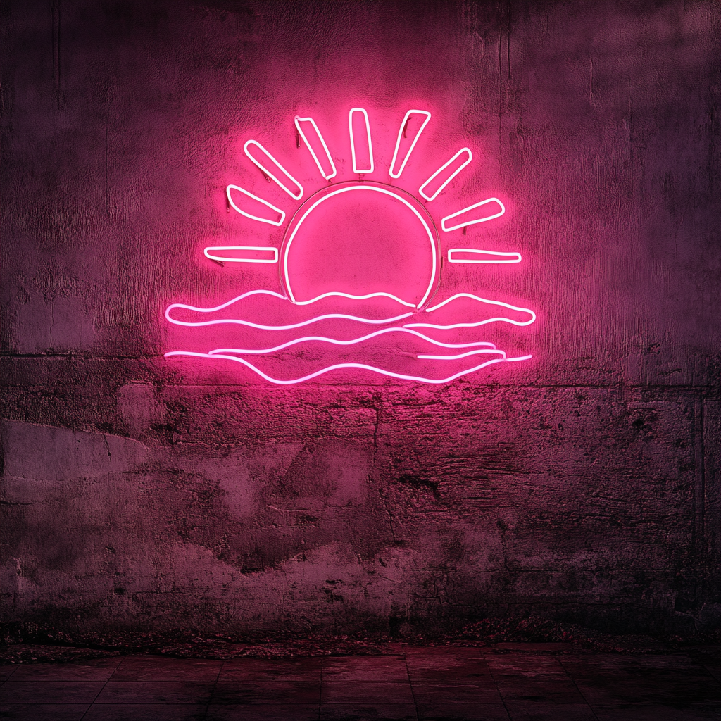Sun and Sea - Pink Neon Sign, 18 Inches