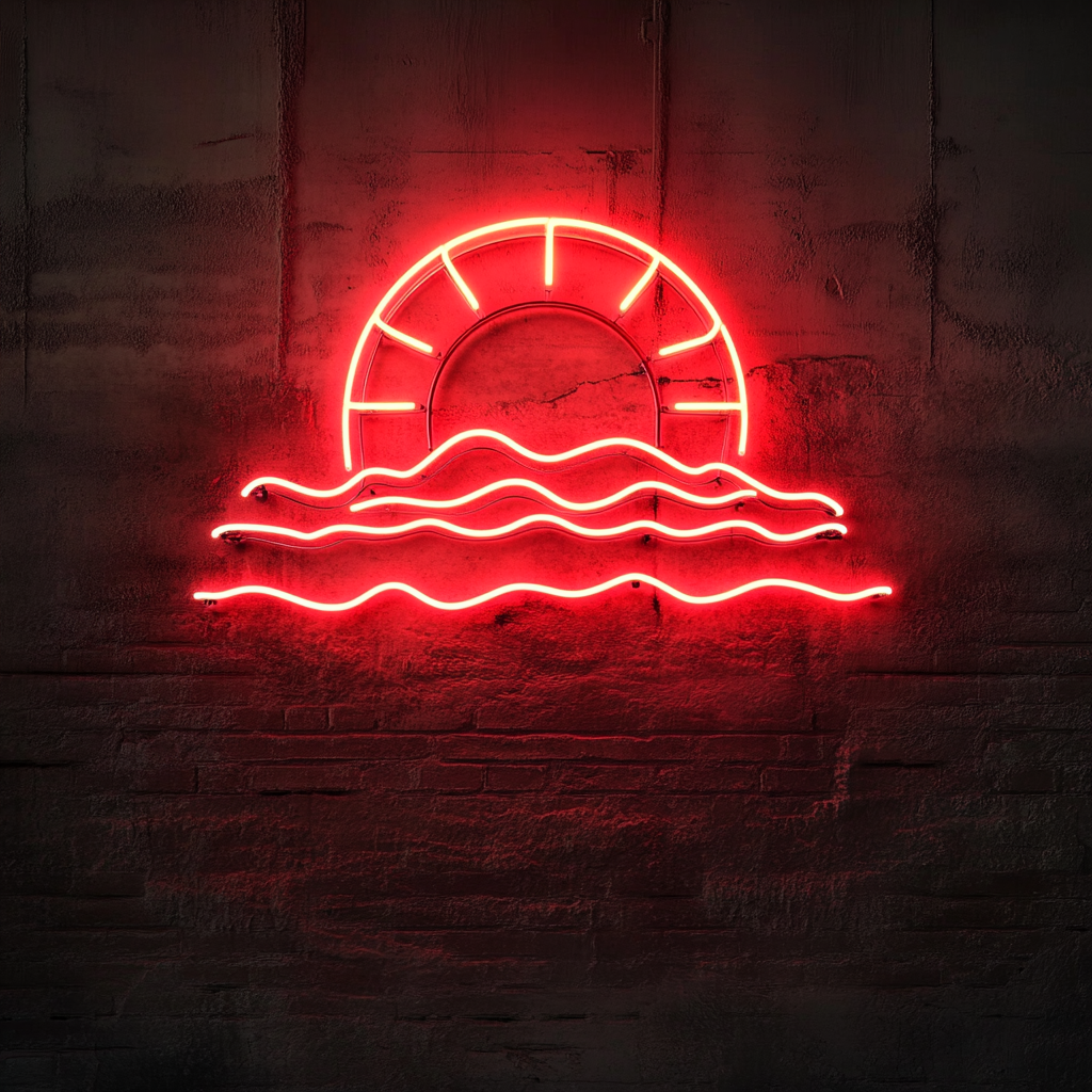 Sun and Sea - Red Neon Sign, 18 Inches