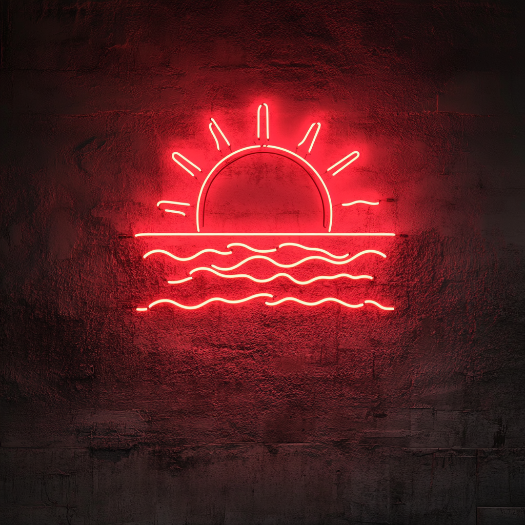 Sun and Sea - Red Neon Sign, 18 Inches