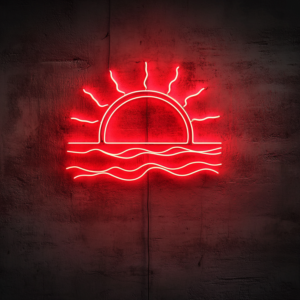 Sun and Sea - Red Neon Sign, 24 Inches