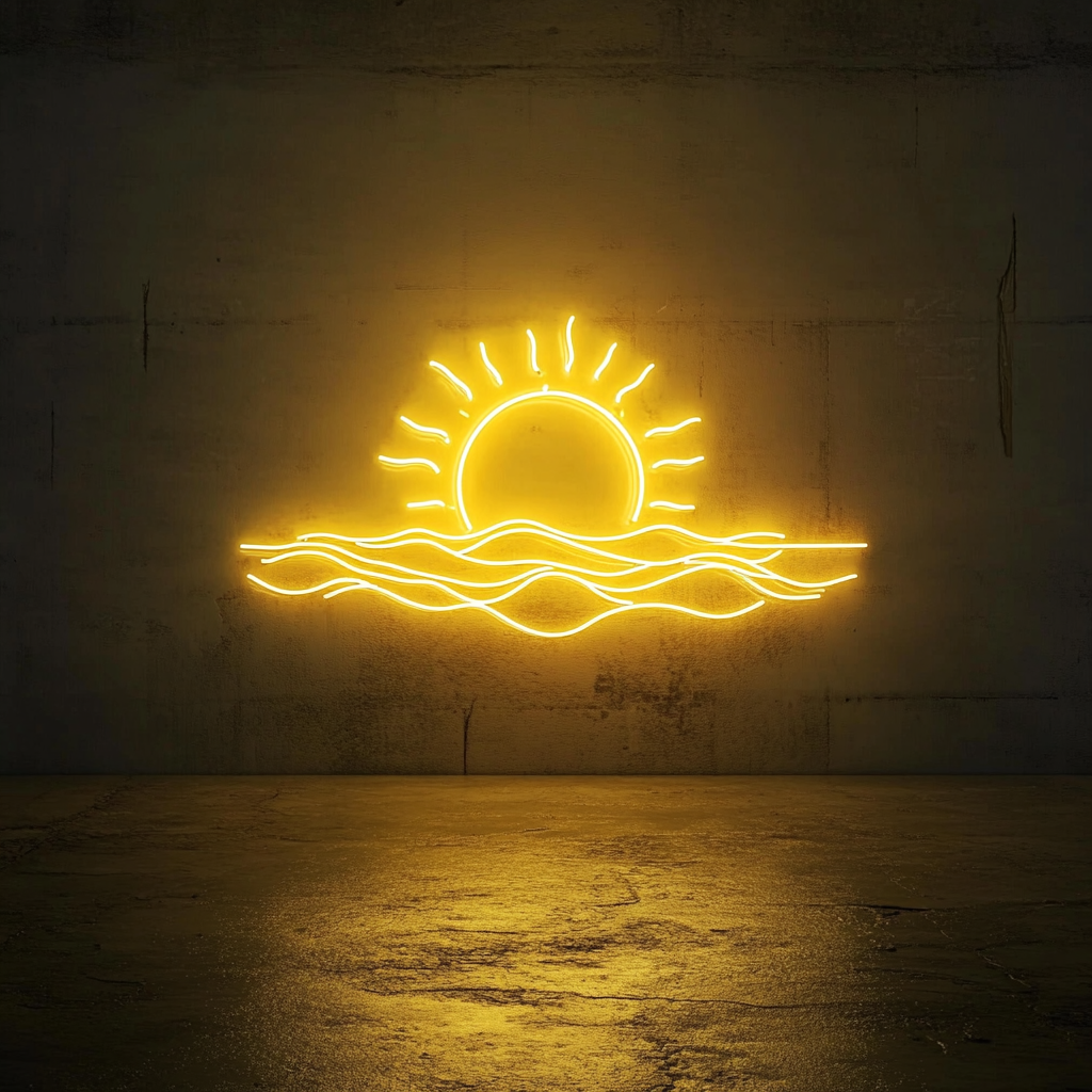 Sun and Sea - Yellow Neon Sign, 18 Inches