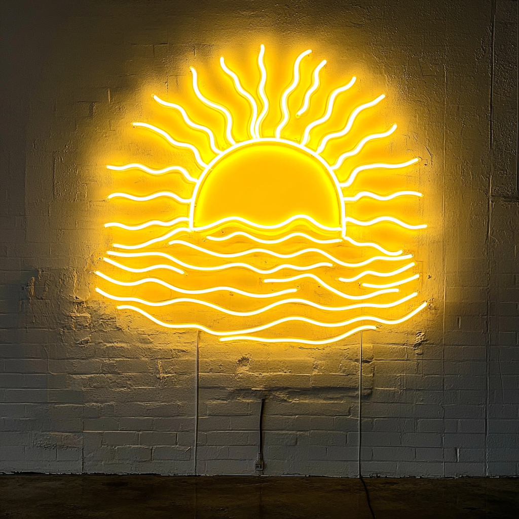 Sun and Sea - Yellow Neon Sign, 18 Inches