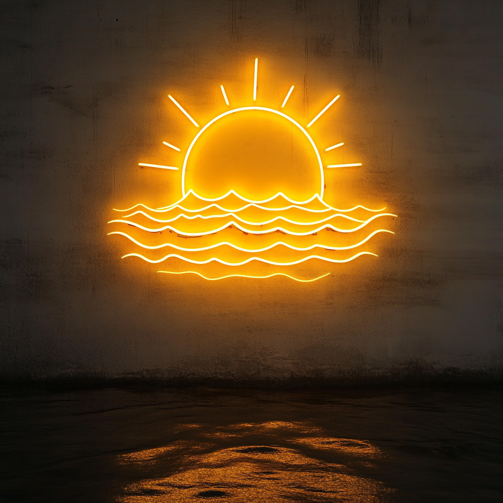 Sun and Sea - Yellow Neon Sign, 18 Inches