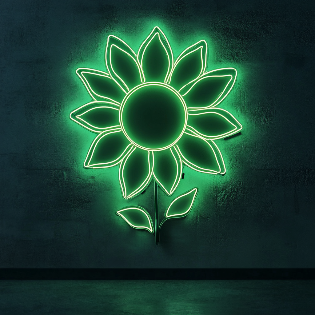 Sunflower - Green Neon Sign, 24 Inches