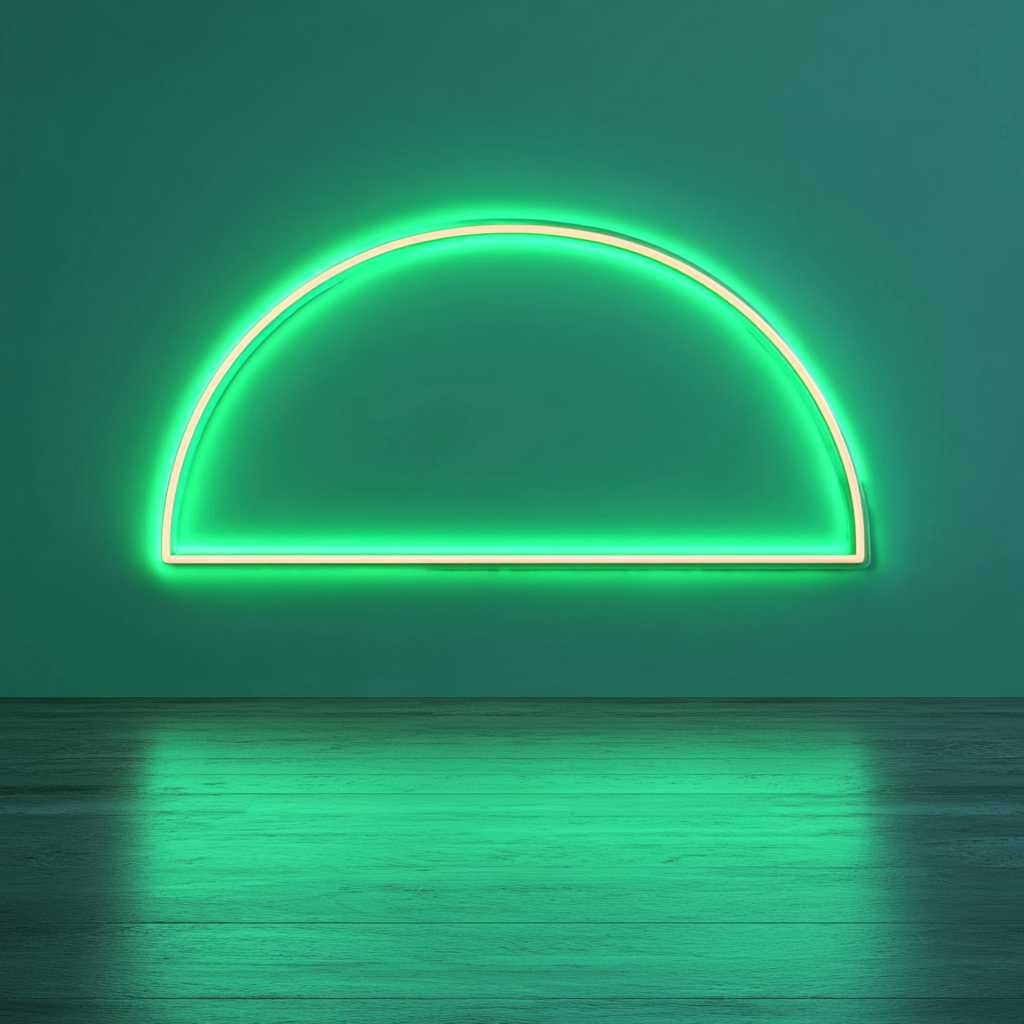 Sunset Horizon - Green Neon Sign, 18 Inches