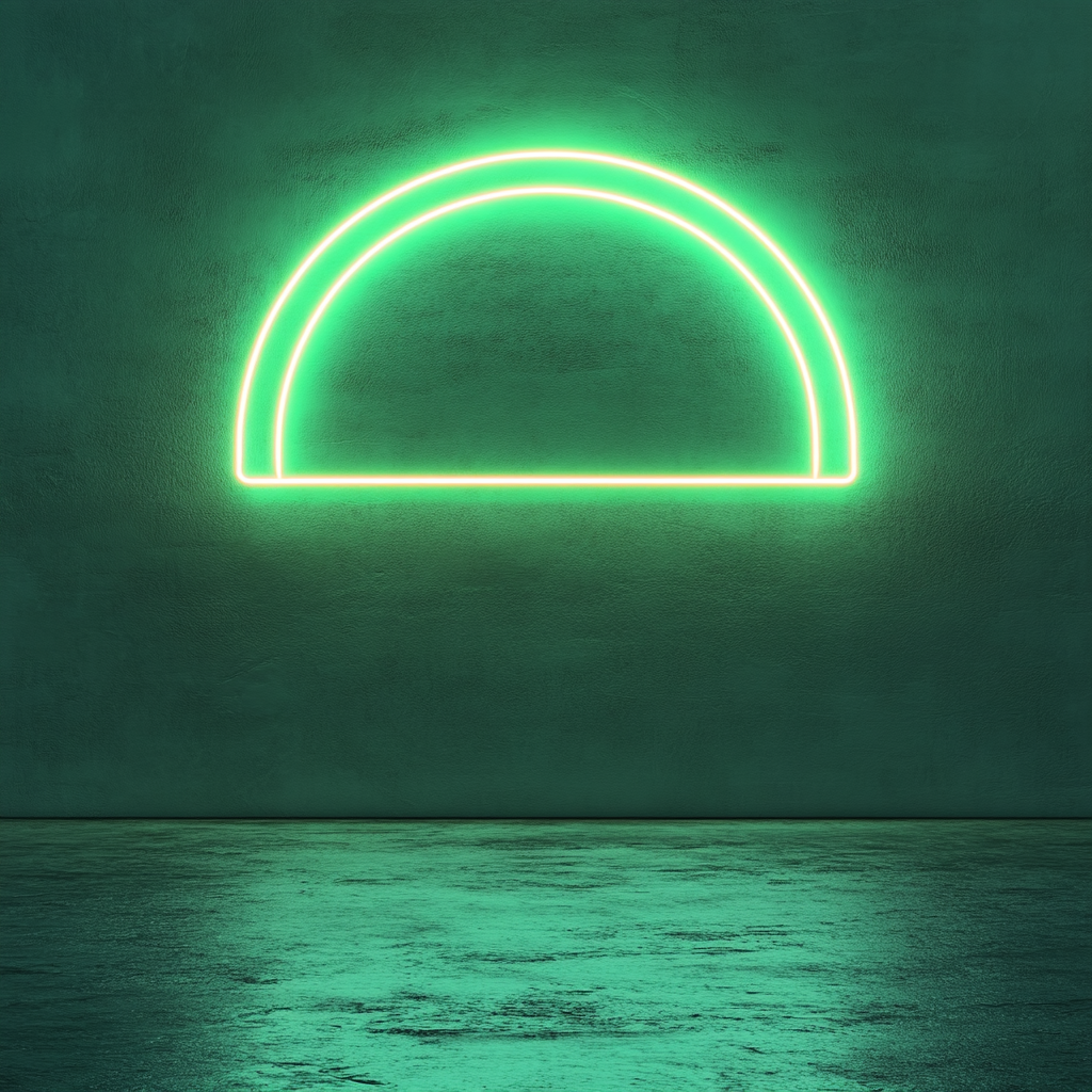 Sunset Horizon - Green Neon Sign, 18 Inches