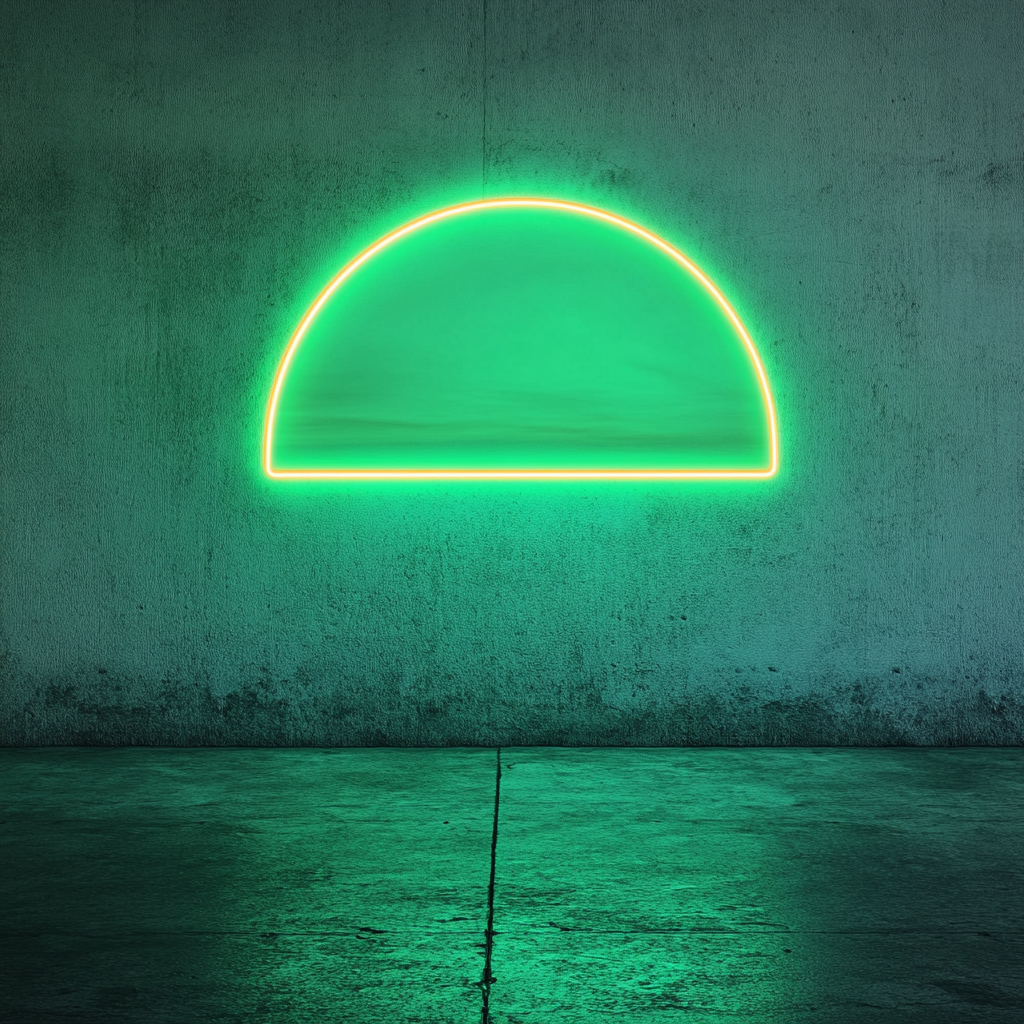 Sunset Horizon - Green Neon Sign, 18 Inches