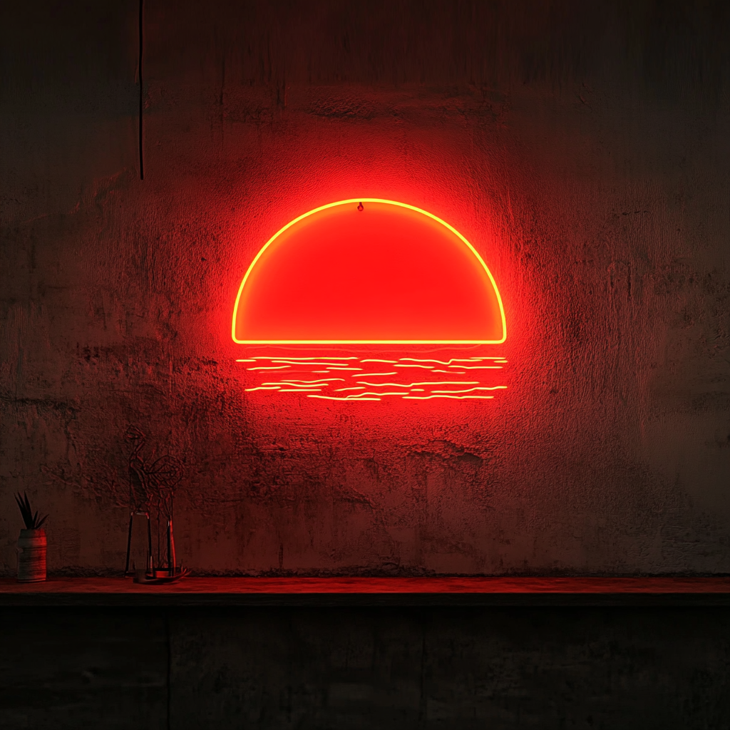 Sunset Horizon - Red Neon Sign, 18 Inches