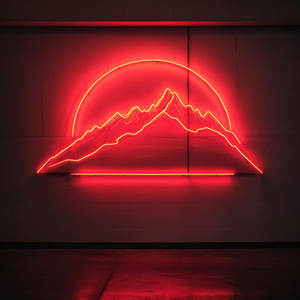 Sunset over Mountains - Red Neon Sign, 24 Inches
