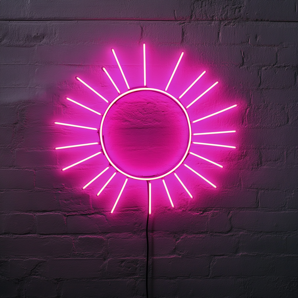 Sun with Rays - Pink Neon Sign, 24 Inches