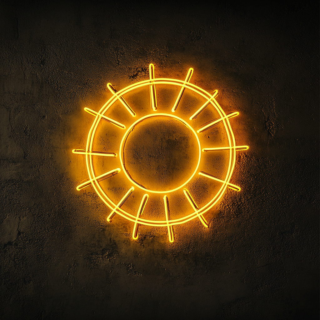 Sun with Rays - Yellow Neon Sign, 18 Inches
