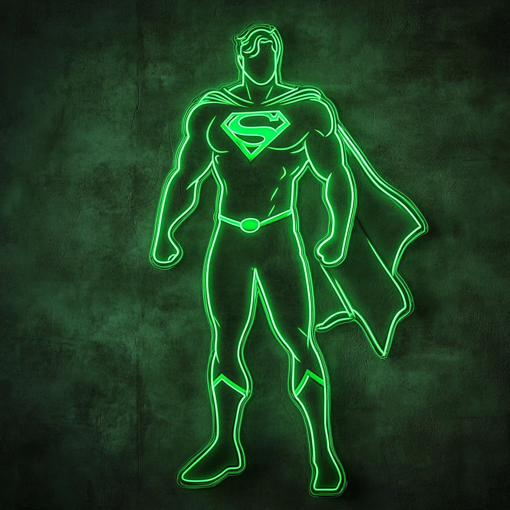 Superman - Green Neon Sign, 18 Inches