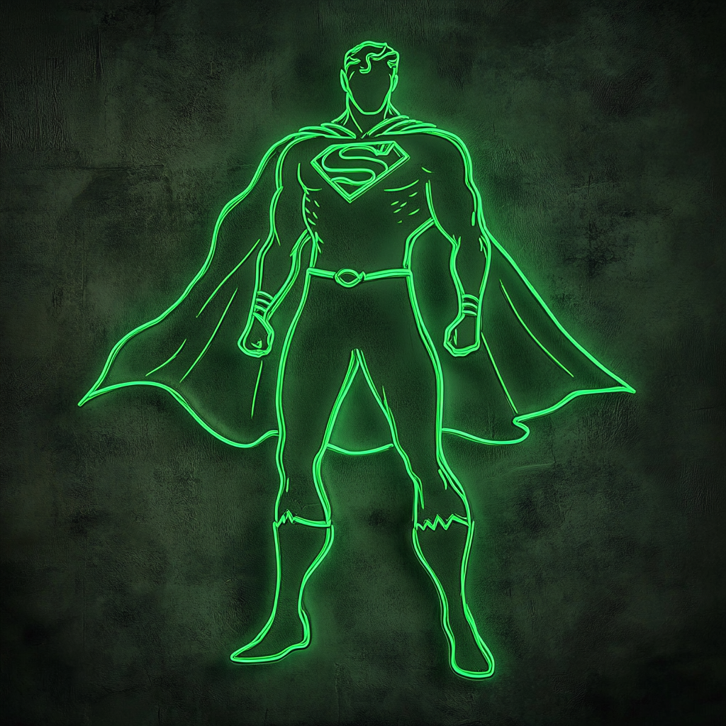 Superman - Green Neon Sign, 18 Inches