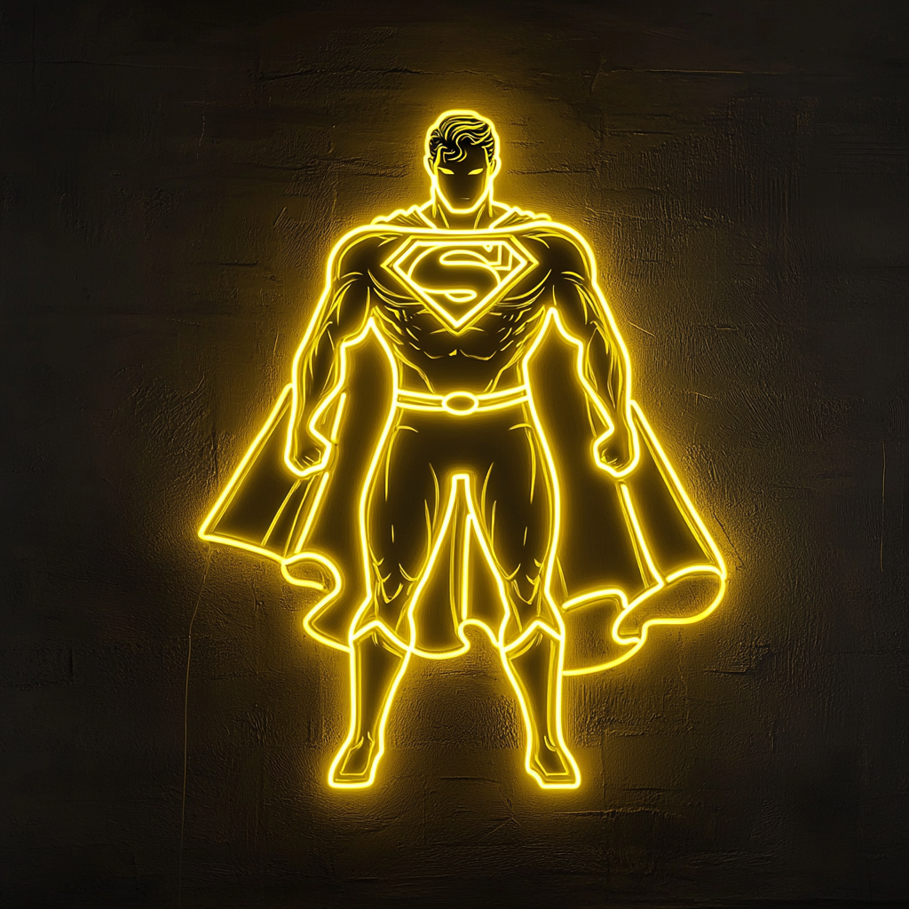 Superman - Yellow Neon Sign, 18 Inches