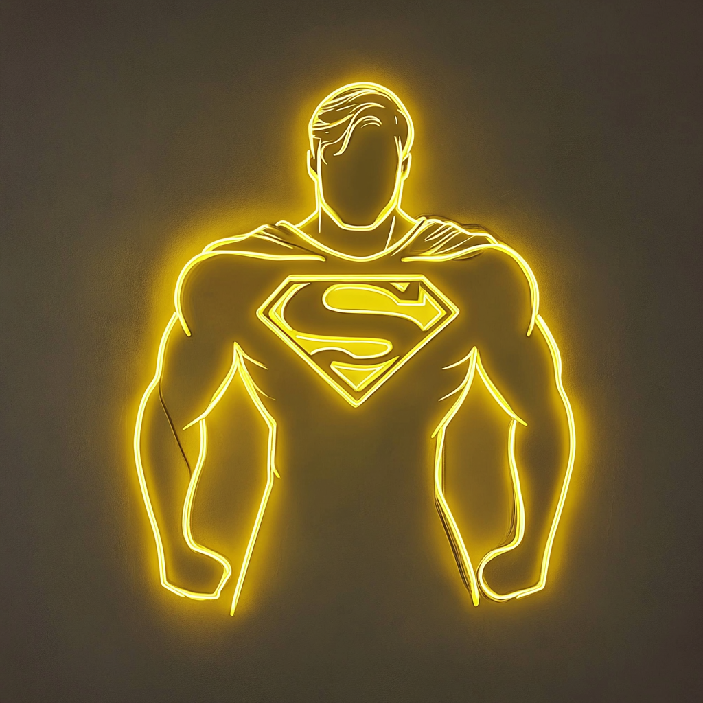 Superman - Yellow Neon Sign, 18 Inches