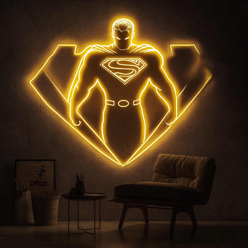 Superman - Yellow Neon Sign, 18 Inches