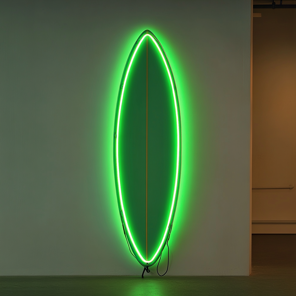 Surfboard - Green Neon Sign, 18 Inches