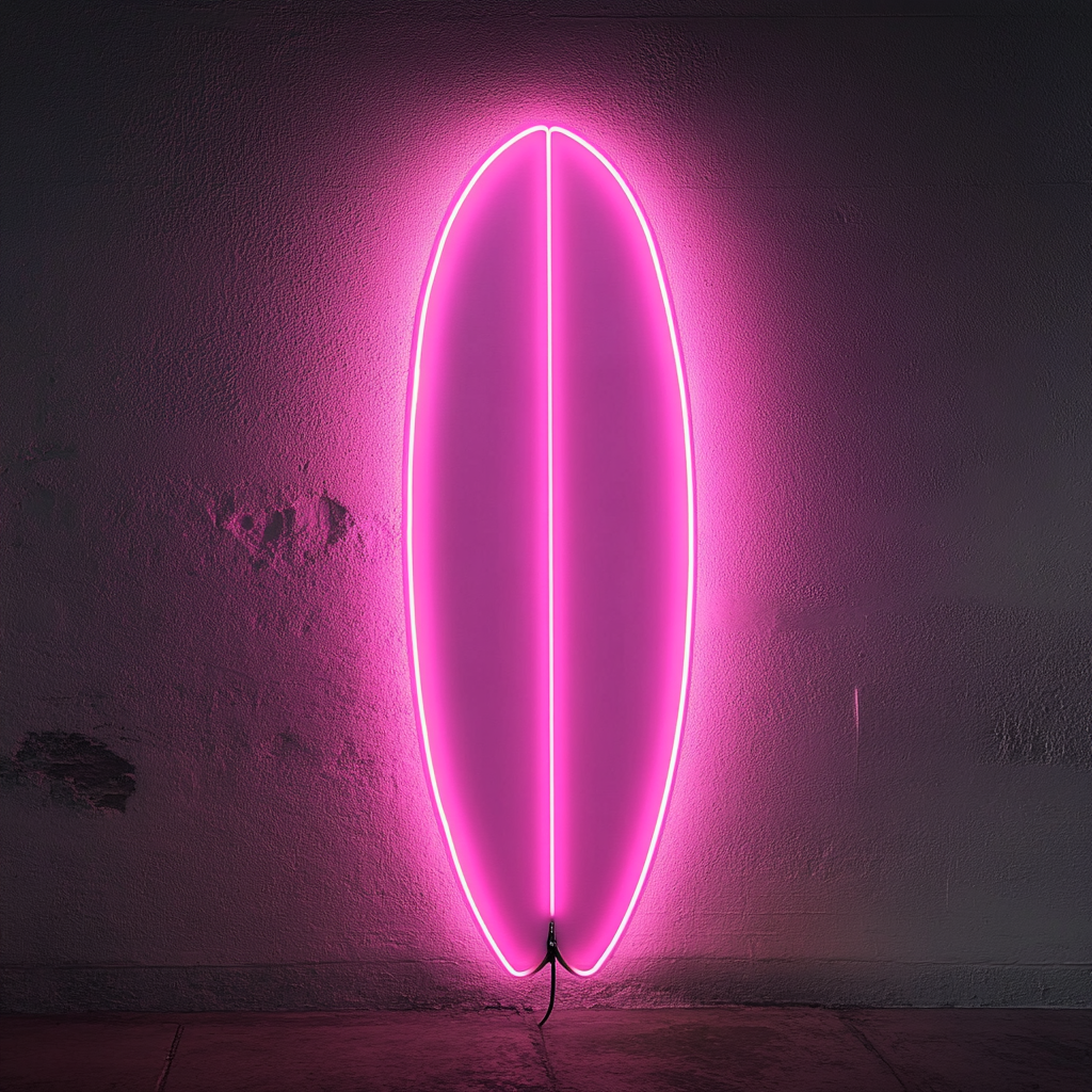 Surfboard - Pink Neon Sign, 24 Inches
