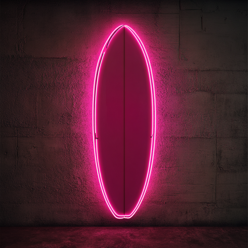 Surfboard - Pink Neon Sign, 24 Inches