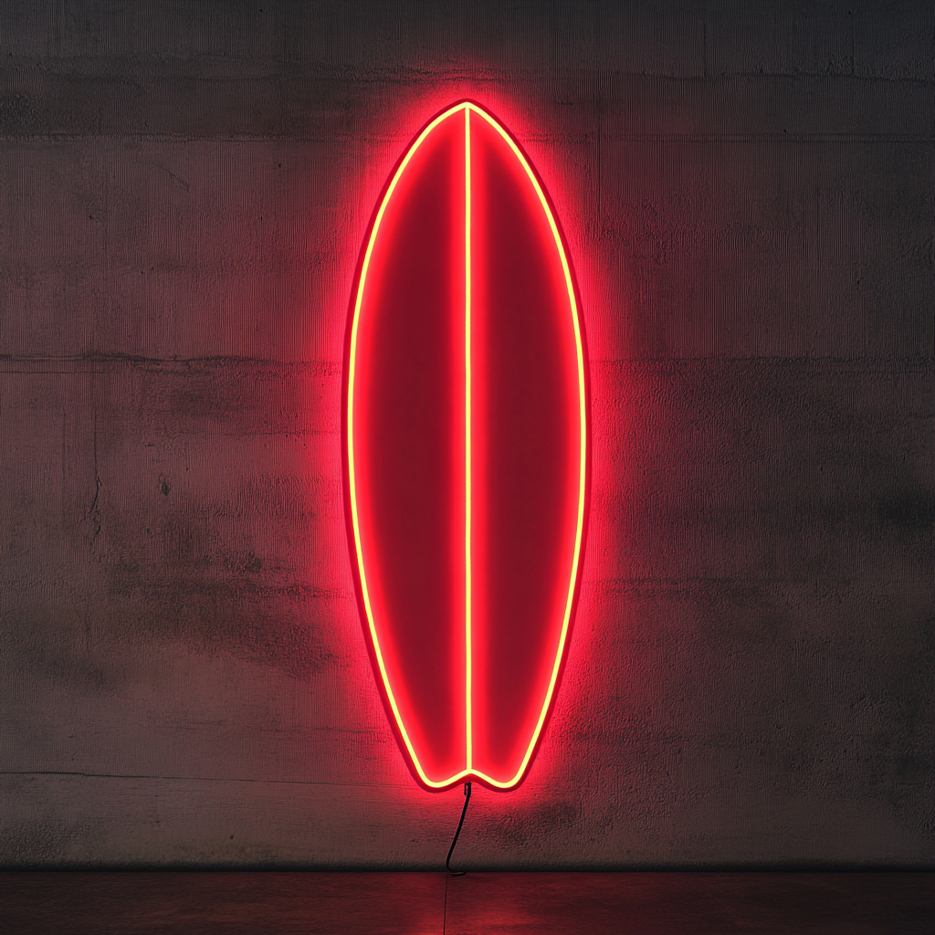 Surfboard - Red Neon Sign, 24 Inches
