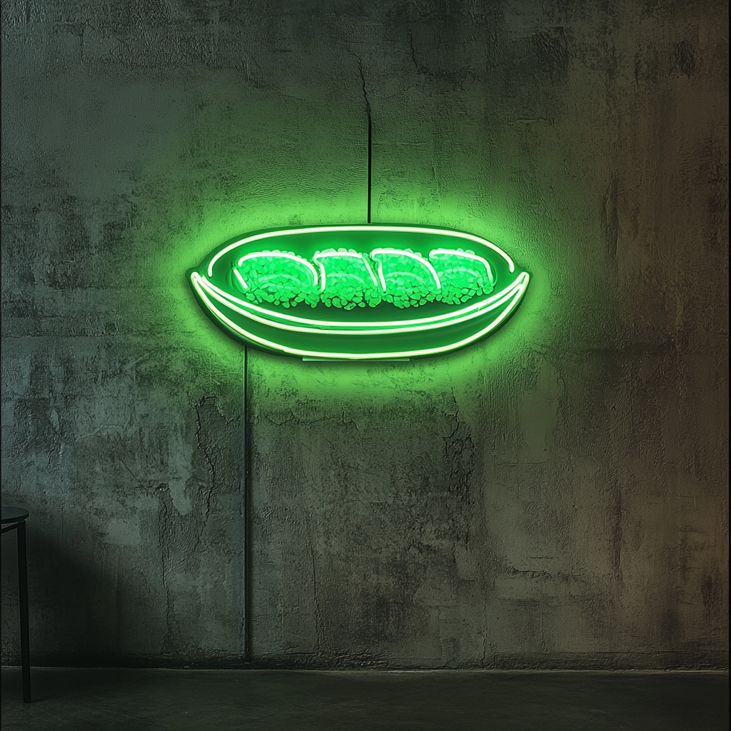 Sushi Plate - Green Neon Sign, 24 Inches