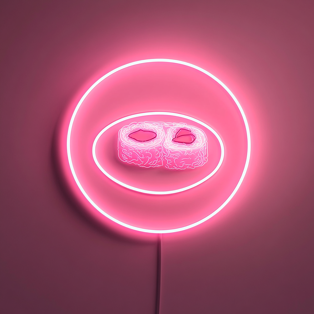 Sushi Plate - Pink Neon Sign, 18 Inches