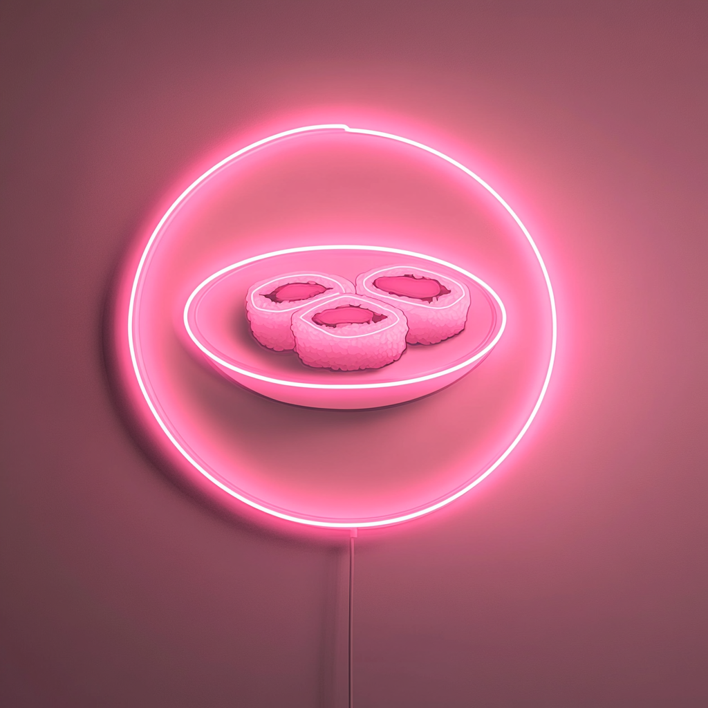 Sushi Plate - Pink Neon Sign, 18 Inches