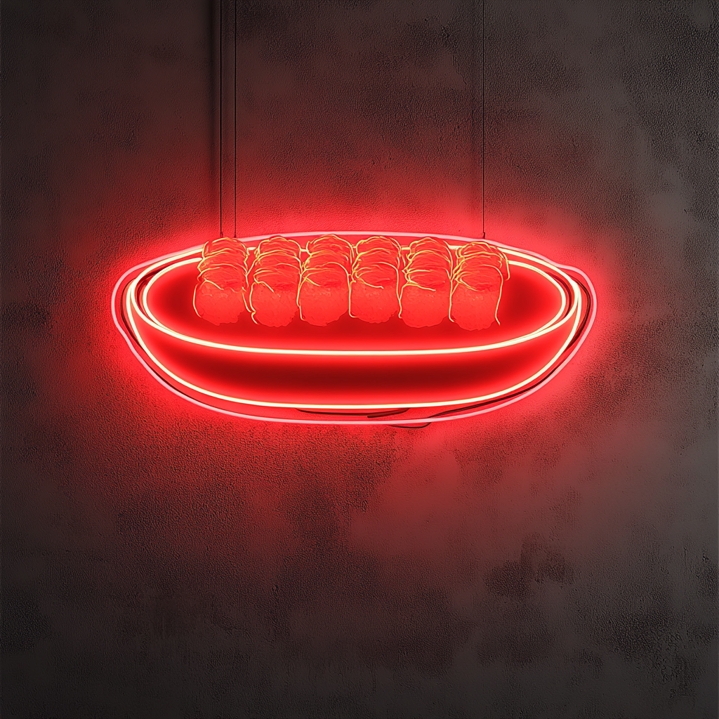 Sushi Plate - Red Neon Sign, 18 Inches