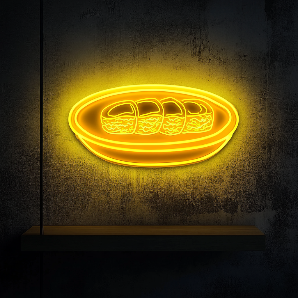Sushi Plate - Yellow Neon Sign, 18 Inches