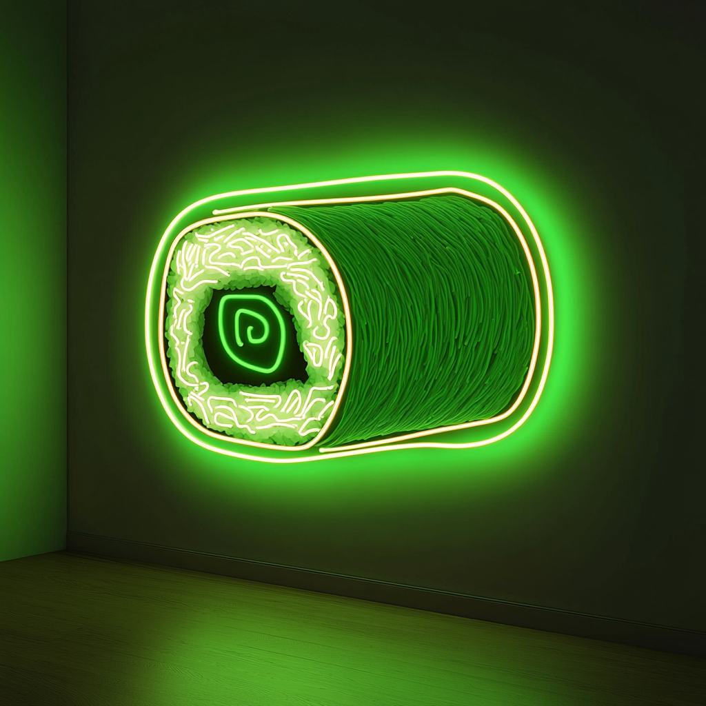 Sushi Roll - Green Neon Sign, 18 Inches