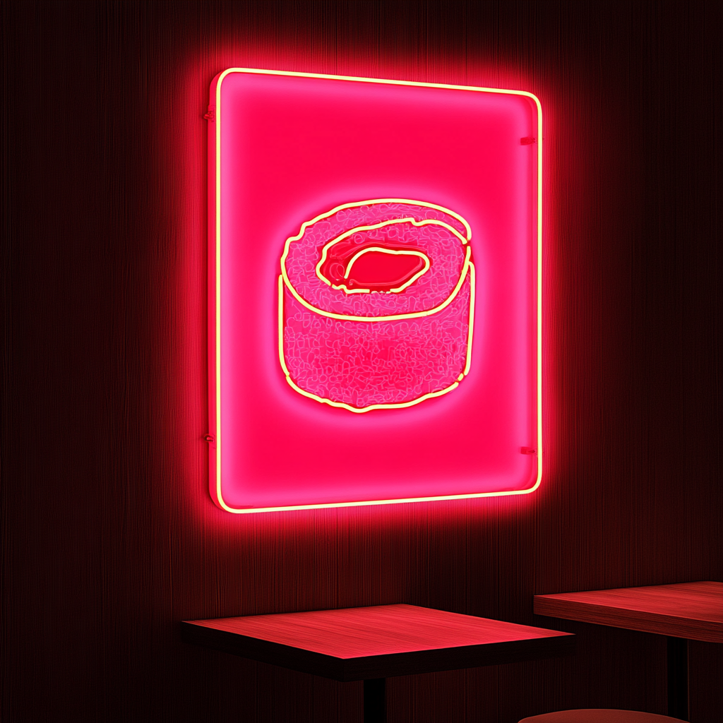 Sushi Roll - Pink Neon Sign, 18 Inches