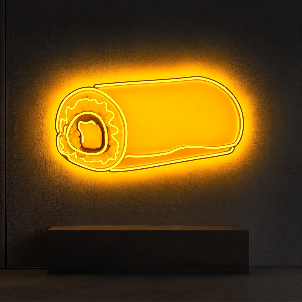 Sushi Roll - Yellow Neon Sign, 24 Inches