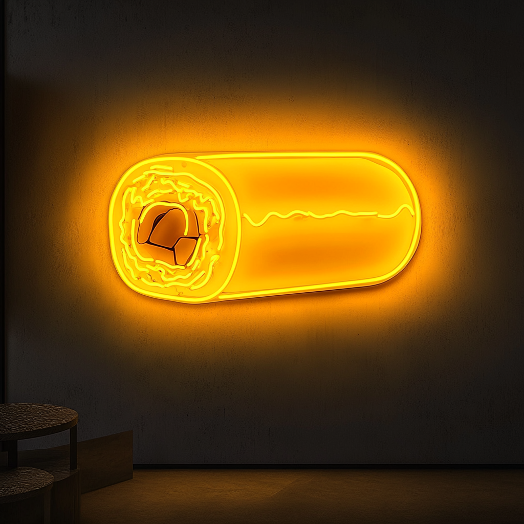 Sushi Roll - Yellow Neon Sign, 18 Inches