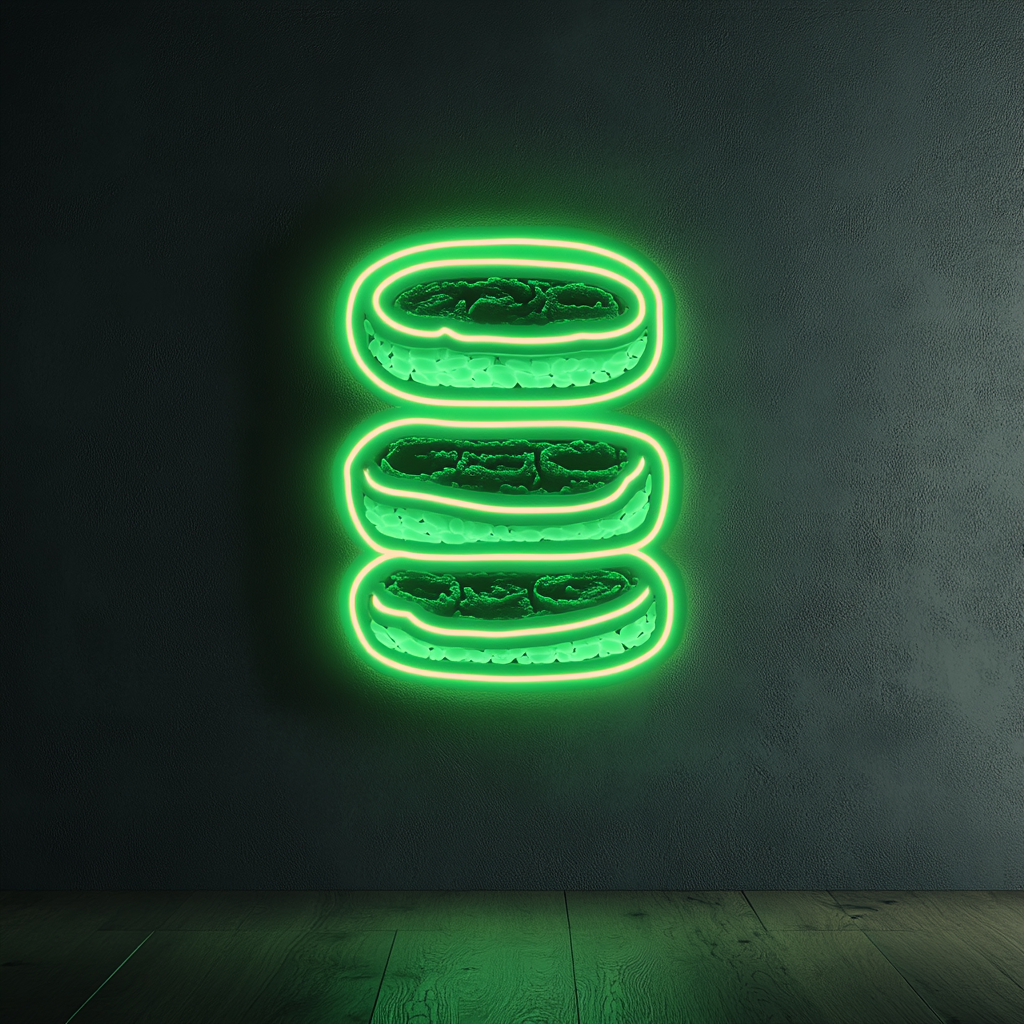 Sushi Roll Stack - Green Neon Sign, 18 Inches