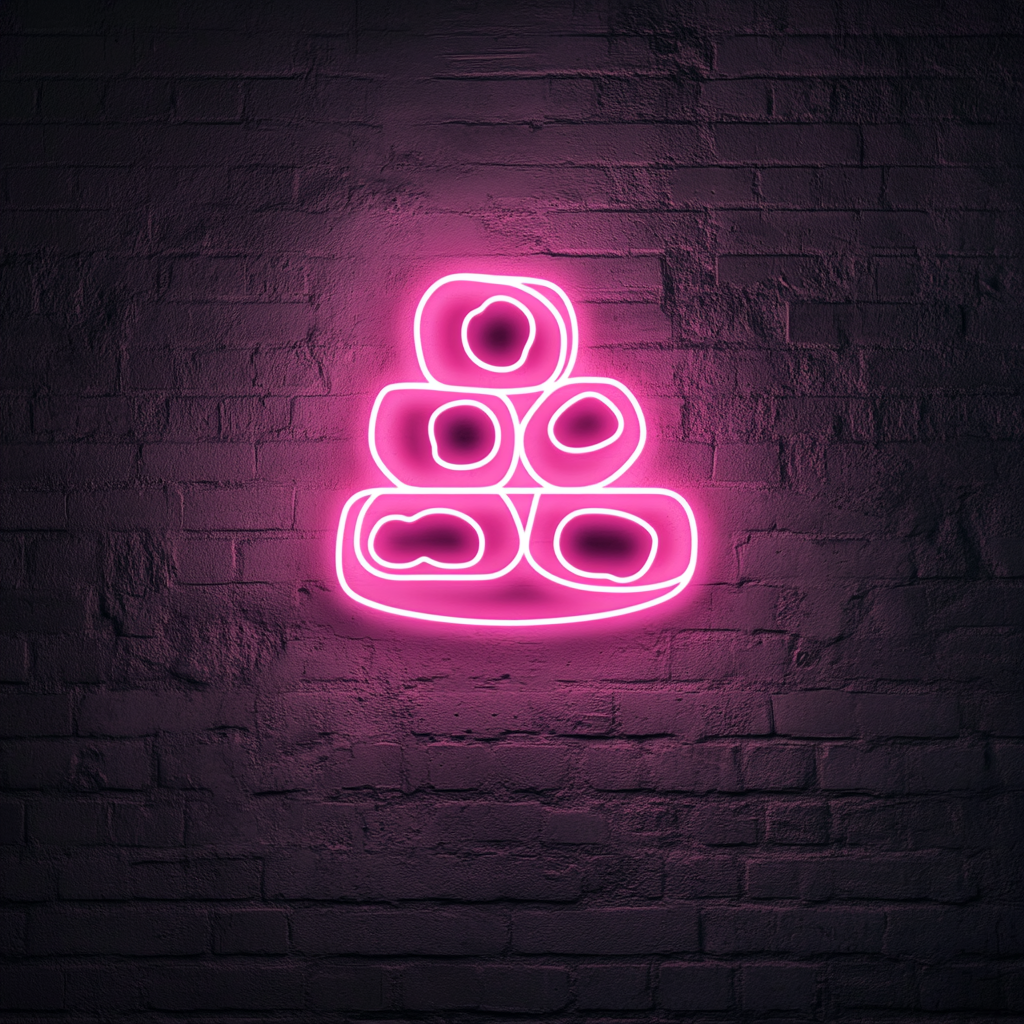 Sushi Roll Stack - Pink Neon Sign, 18 Inches