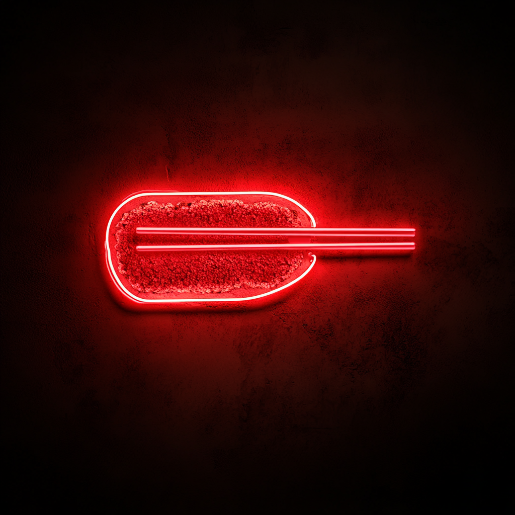 Sushi Roll with Chopsticks - Red Neon Sign, 24 Inches
