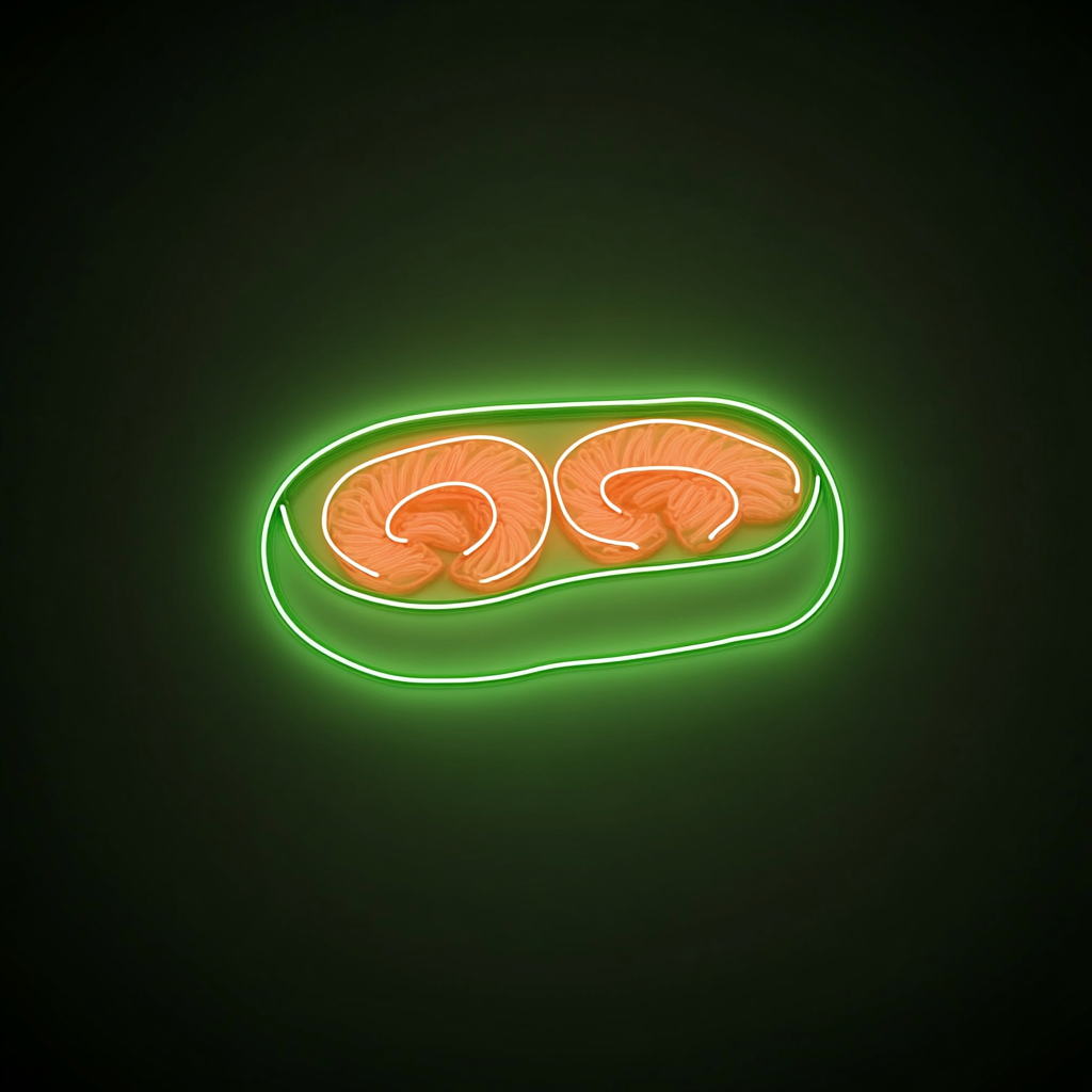 Sushi Roll with Salmon - Green Neon Sign, 18 Inches