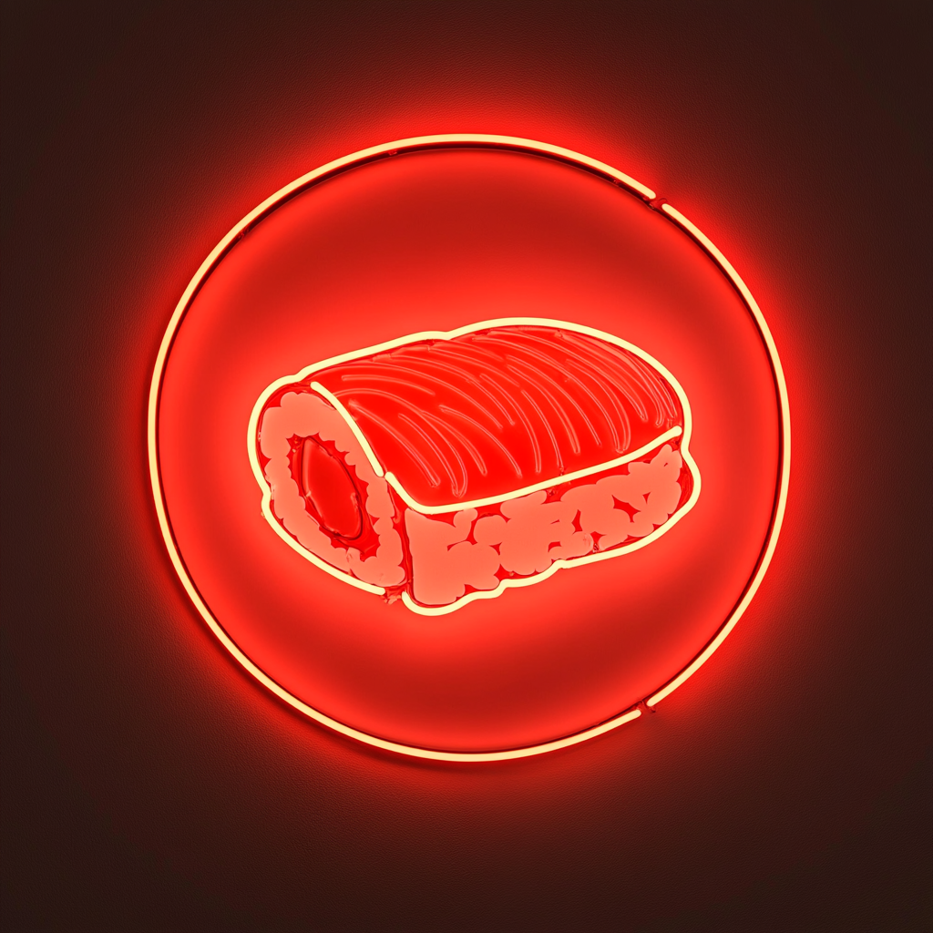 Sushi Roll with Salmon - Red Neon Sign, 18 Inches