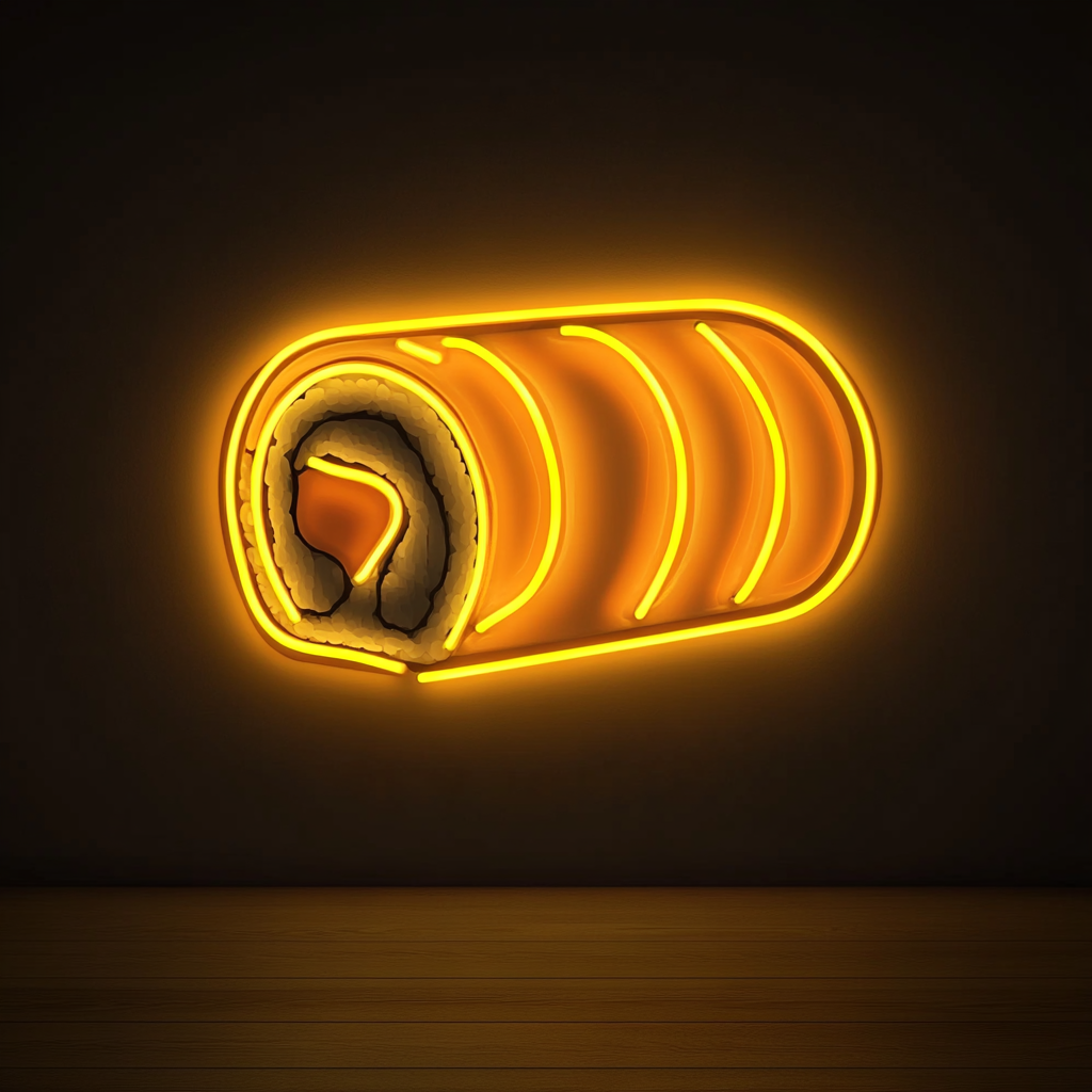 Sushi Roll with Salmon - Yellow Neon Sign, 18 Inches